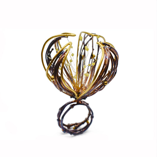Handmade Daucus Carota Unique Ring in Gold and Silver, Inspired by Chania, Crete's Natural Beauty