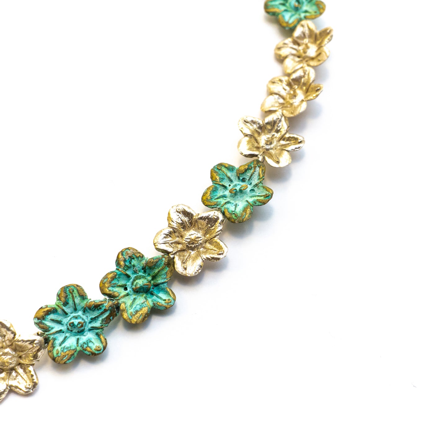 andmade Sterling Silver and Brass Ecballium Elaterium Flowers Necklace - One-of-a-Kind Unique Gift Crafted in Chania