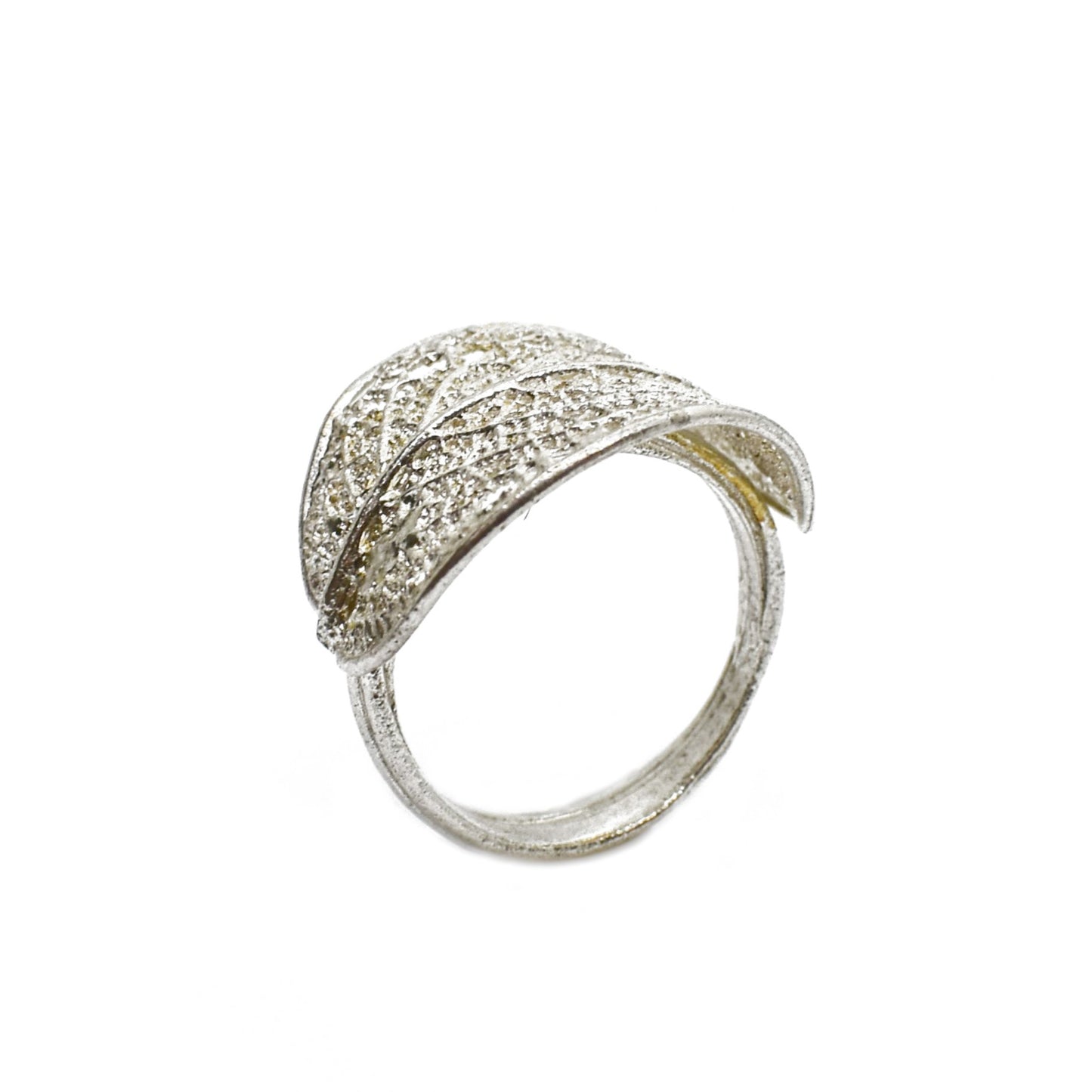 Handmade sterling silver ring with real sage leaf from Greece, showcasing exquisite craftsmanship and natural beauty.