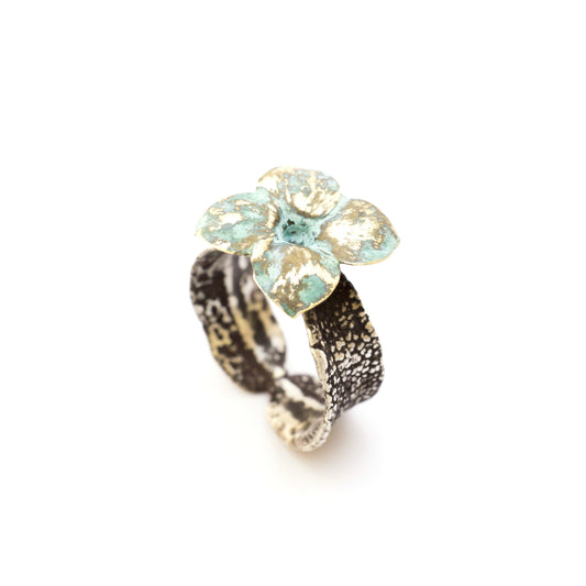 Salvia leaf & Kalanchoe Blossfeldiana Ring - sifisjewellery Chaniajewellery Flowerjewellery Chania Flowerjewelery Flowersproducts