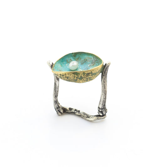 Pomegranate & Vine Branch Ring
